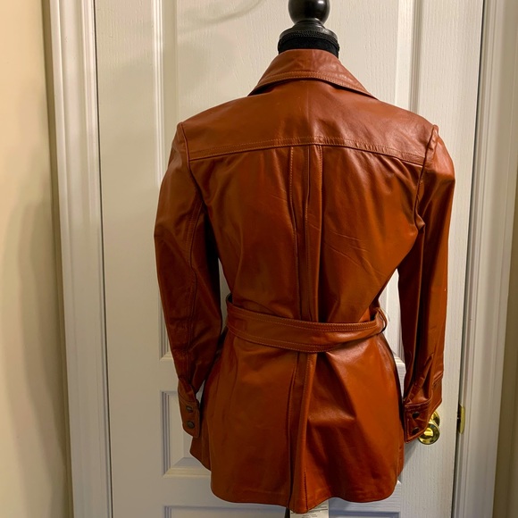 Bilboquet Vintage Dark Red 100% Genuine Leather Women’s Jacket - Belted - Picture 4 of 10